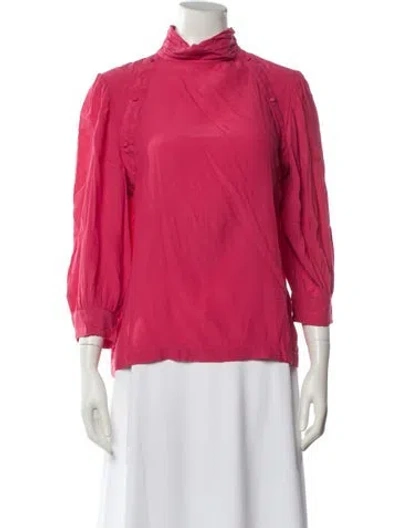 Pre-owned Iro Mock Neck Three-quarter Sleeve Blouse In Pink