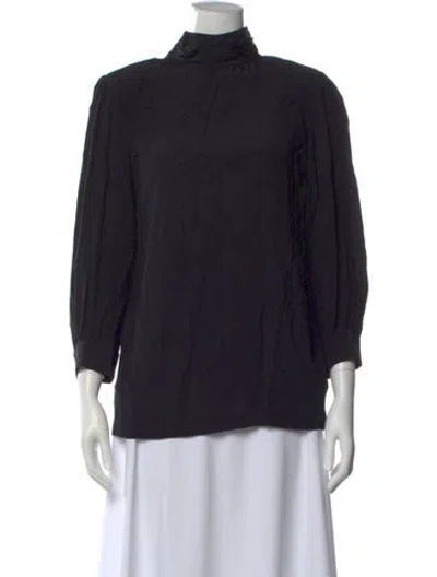 Pre-owned Iro Mock Neck Three-quarter Sleeve Top In Blue