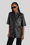 Iro Leather Short-sleeve Pocket Shirt In Black