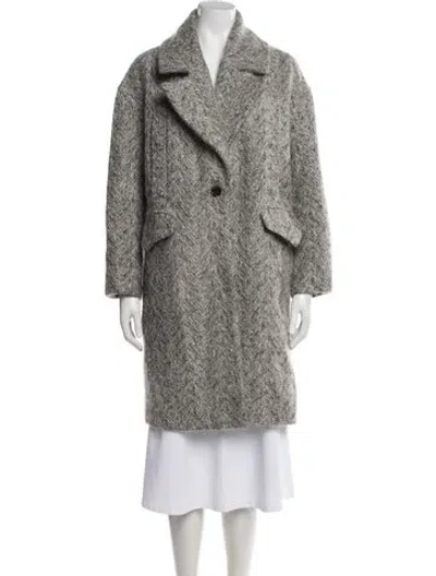 Pre-owned Iro Mohair Tweed Pattern Coat In Grey