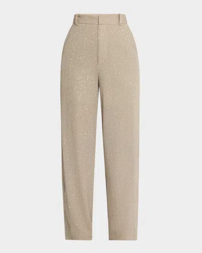 Iro Morine Sequined Trousers In Brown Kaki