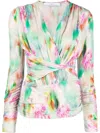 Iro Abstract-print Long-sleeve Mini Dress In Green