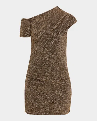 IRO NALONE ONE-SHOULDER METALLIC STRASS MINI DRESS