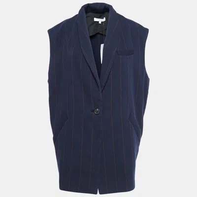 Pre-owned Iro Navy Blue Pinstripe Wool Blend Oversized Vest L