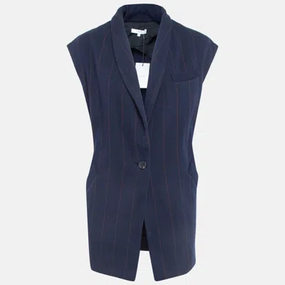 Pre-owned Iro Navy Blue Striped Wool-blend Vest Jacket L
