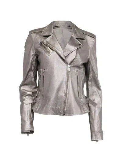 Pre-owned Iro Newhan Leather Biker Jacket In Silver