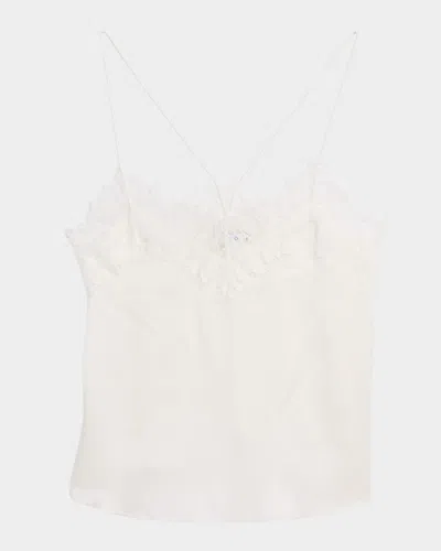 Iro Newin Silk Lace-trim Top In White