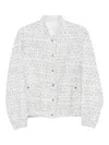 Iro Noemy Tweed Texture Cotton Jacket With Welt Pockets In Metallic