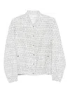 Iro Noemy Tweed Texture Cotton Jacket With Welt Pockets In White