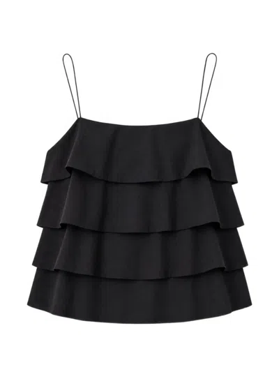 Iro Noise Ruffled Spaghetti-strap Top In Black