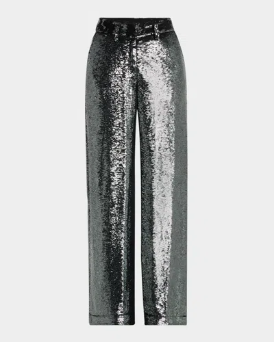 Iro Nolila Sequined Wide-leg Pants In Dark Grey