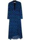 Iro Nollie Shirred Maxi Dress In Blue