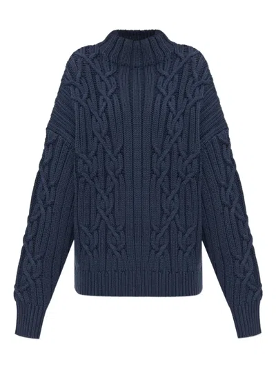 Iro Novani Cable-knit High-neck Sweater In Blue
