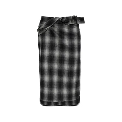 Iro Nylane Check Belted Midi Skirt In Multi