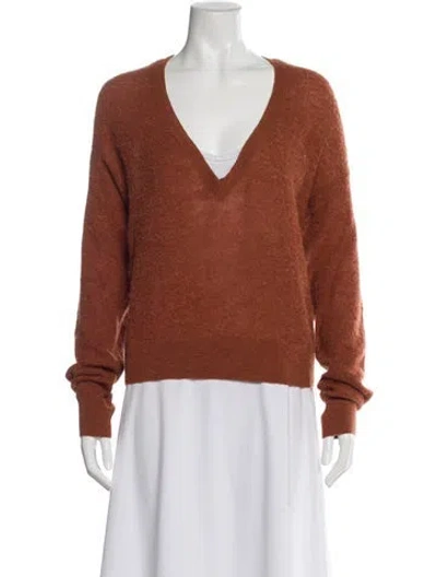 Pre-owned Iro Nylon V-neck Sweater In Brown