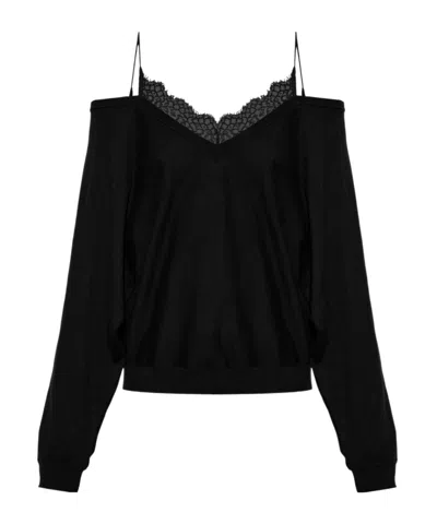 Iro Off-the-shoulder Knit Top In Black