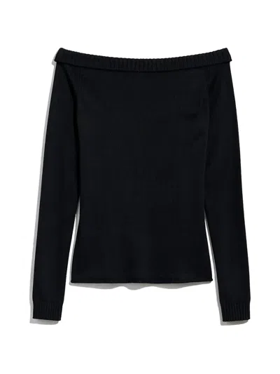 Iro Off-the-shoulder Ribbed-trim Sweater In Black