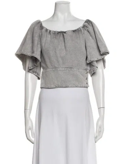Pre-owned Iro Off-the-shoulder Short Sleeve Crop Top In Gray