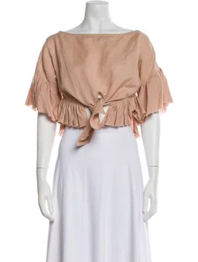 Pre-owned Iro Off-the-shoulder Short Sleeve Crop Top In Neutral