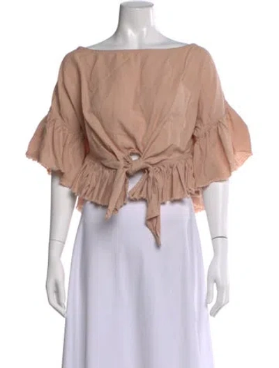 Pre-owned Iro Off-the-shoulder Short Sleeve Crop Top In Neutral