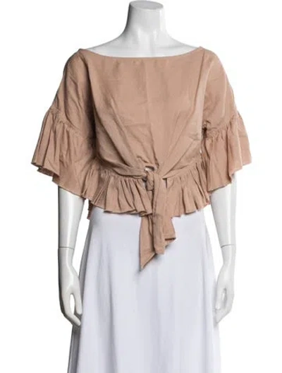 Pre-owned Iro Off-the-shoulder Short Sleeve Top In Neutral