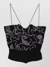 Iro Black Embellished V Neck Top In Black