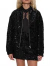 Iro Omber Zipped Bomber Jacket In Black Sequins In Black