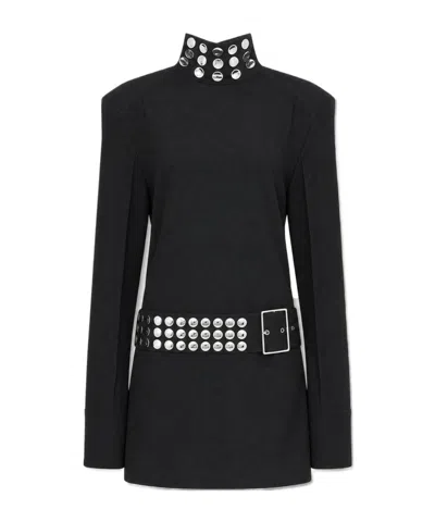 Iro Oneiric Studded Belt Mini Dress In Black