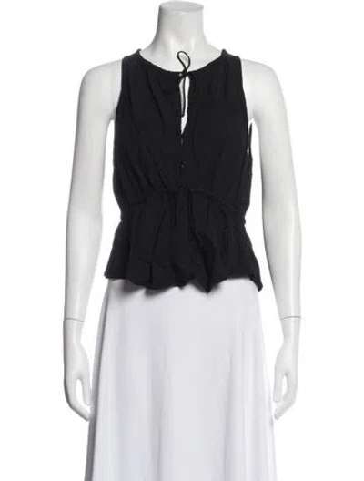 Pre-owned Iro One-shoulder Long Sleeve Blouse In Black