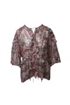Iro Open-back Metallic Fil Coupé Chiffon Blouse In Pastel Pink Silk In Pink