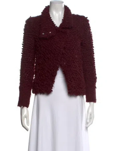 Pre-owned Iro Open Front Sweater In Burgundy