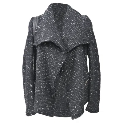 Iro Open Tweed Blazer In Black Acrylic In Blue