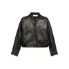Iro Collared Neck Leather Jacket With Structured Shoulders In Black