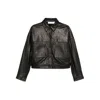 Iro Collared Neck Leather Jacket With Structured Shoulders In Black