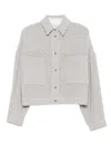 Iro Pabli Textured Weave Cotton Jacket With Patch Pockets In Gray