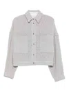 Iro Pabli Textured Weave Cotton Jacket With Patch Pockets In Gray