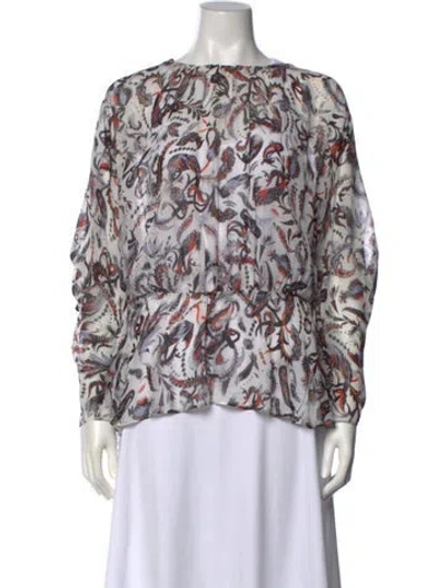 Pre-owned Iro Paisley Print Crew Neck Blouse In White