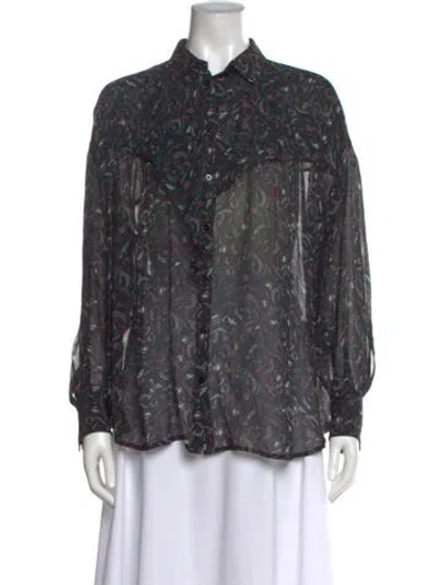 Pre-owned Iro Paisley Print Long Sleeve Blouse In Black