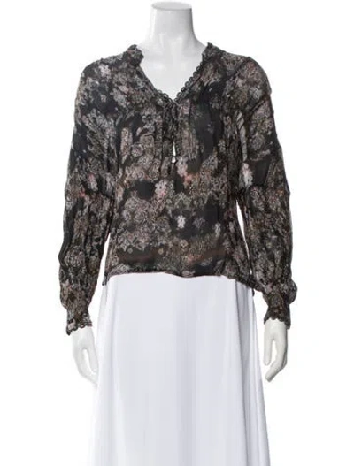 Pre-owned Iro Paisley Print Long Sleeve Blouse In Black