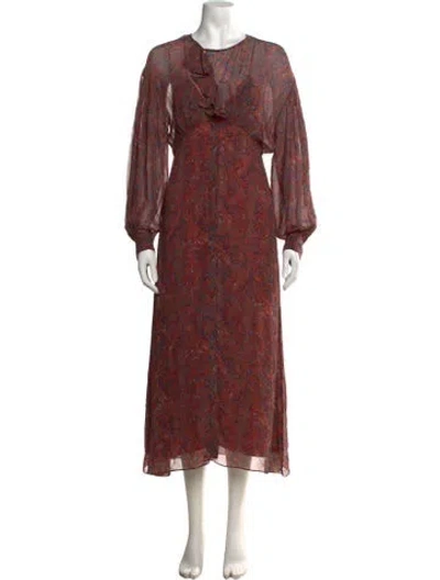 Pre-owned Iro Paisley Print Midi Length Dress In Orange