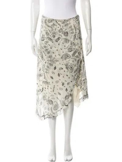 Pre-owned Iro Paisley Print Midi Length Skirt In White
