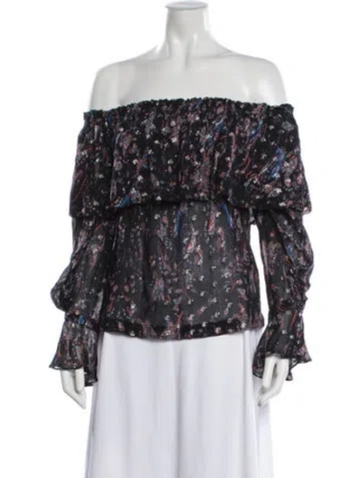 Pre-owned Iro Paisley Print Off-the-shoulder Blouse In Black