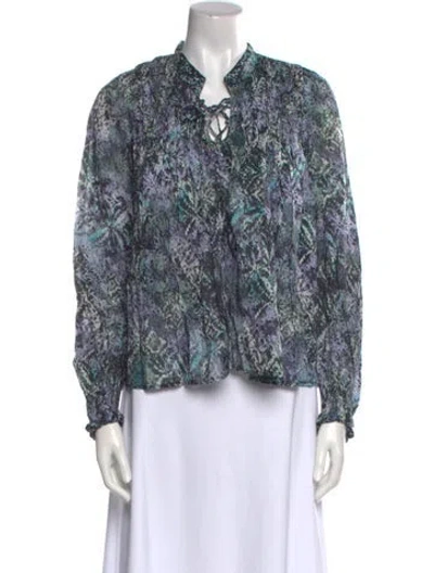 Pre-owned Iro Paisley Print Tie Neck Blouse W/ Tags In Blue