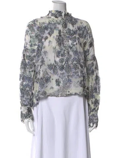 Pre-owned Iro Paisley Print Tie Neck Blouse W/ Tags In Blue