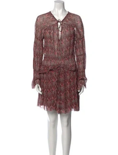 Pre-owned Iro Paisley Print Tie Neck Tunic In Red