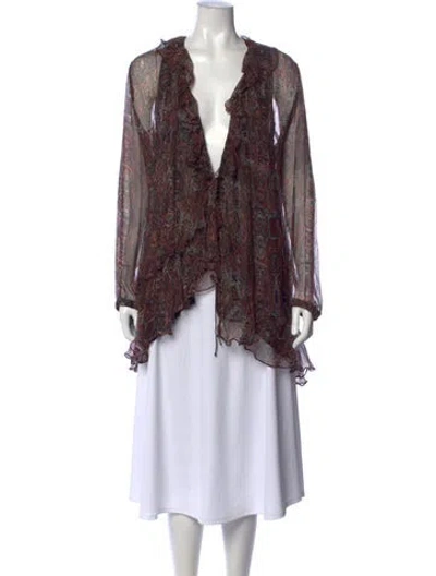 Pre-owned Iro Paisley Print V-neck Blouse In Black