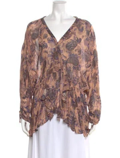 Pre-owned Iro Paisley Print V-neck Blouse In Neutral