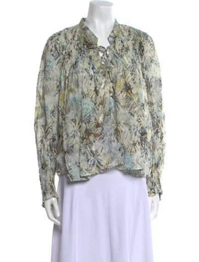 Pre-owned Iro Paisley Print V-neck Blouse W/ Tags In Neutral