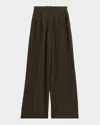 Iro Pallia Wide-legs Wool Pants In Green