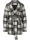 Iro Pamae Checked Belted Coat In Grey